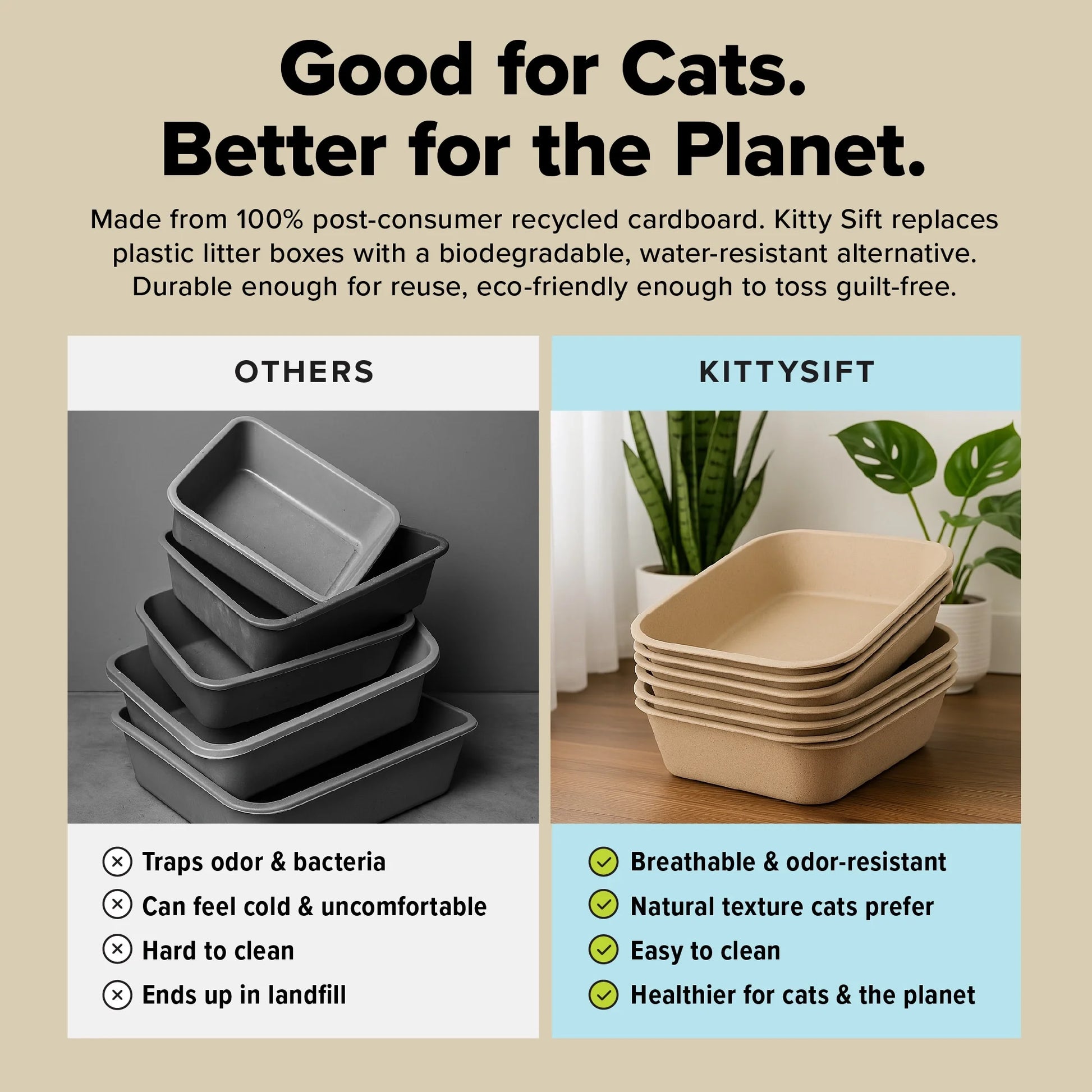 Caja De Arena Desechable Ecológica Grande (Paquete De 6)