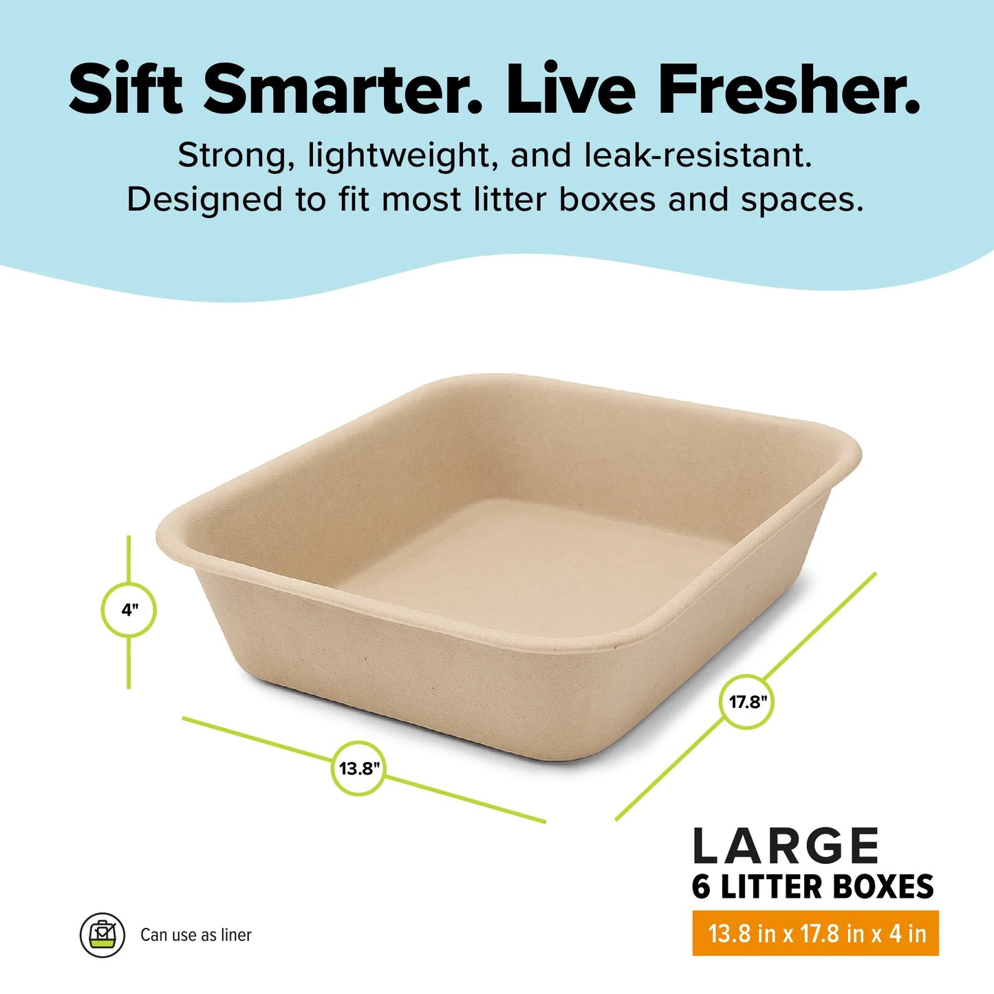 Caja De Arena Desechable Ecológica Grande (Paquete De 6)