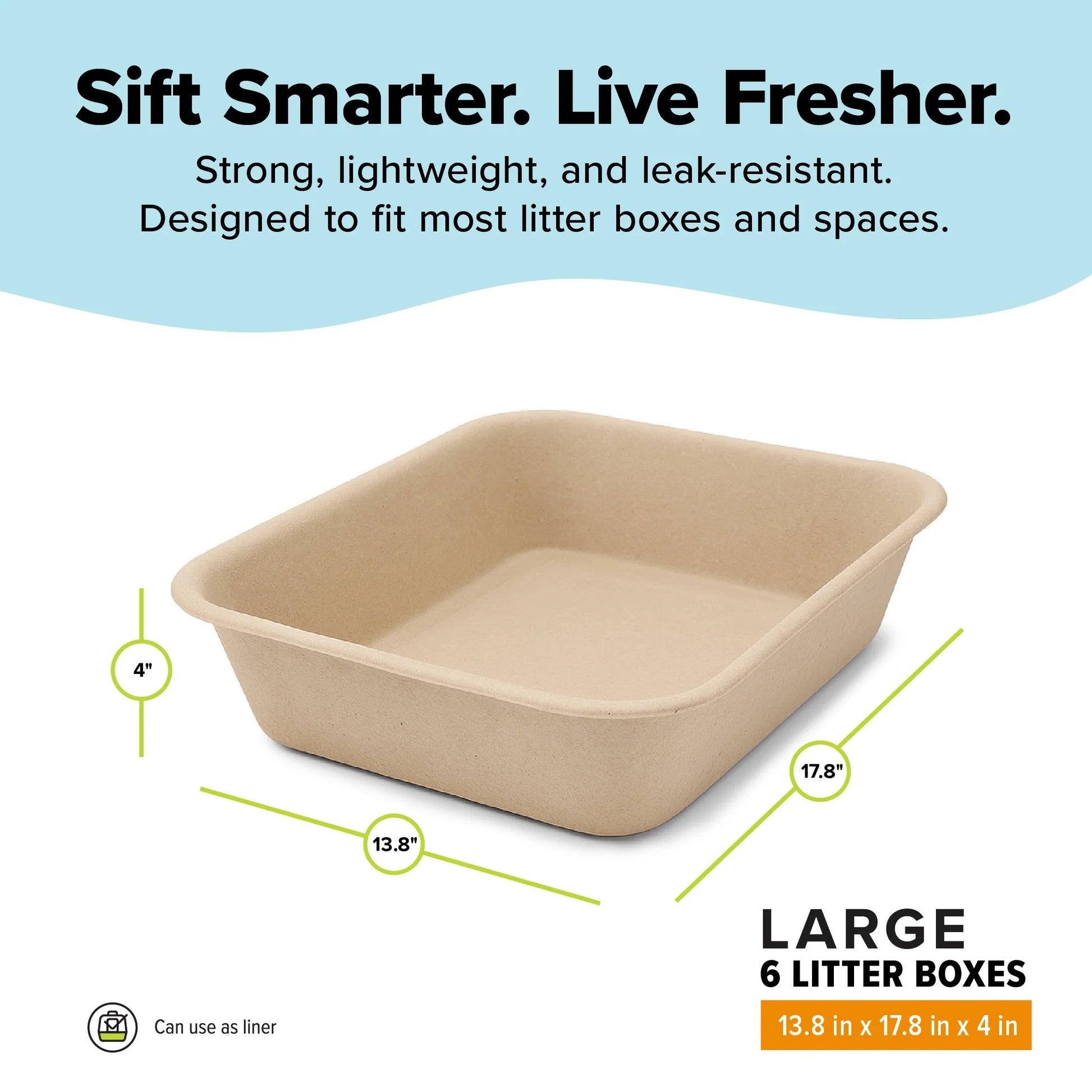 Caja De Arena Desechable Ecológica Grande (Paquete De 6)