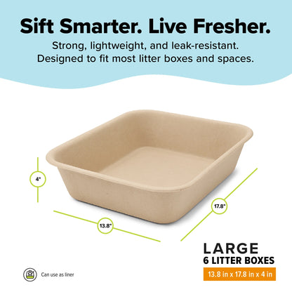 Caja De Arena Desechable Ecológica Grande (Paquete De 6)
